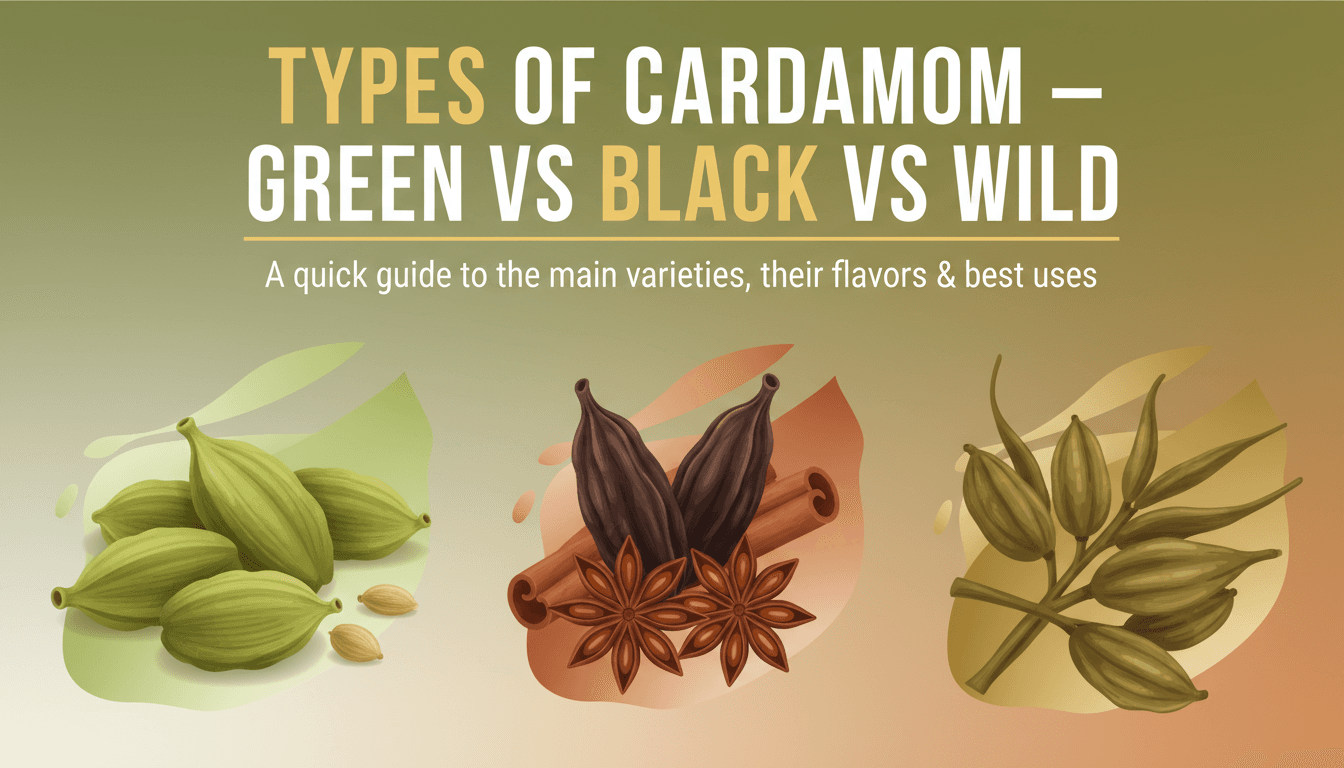 Types of cardamom — green vs black vs wild